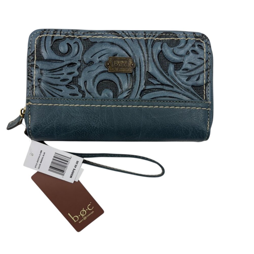 BOC Born Concept Vegan Leather Embossed Blue Wristlet/ Bag - NWT